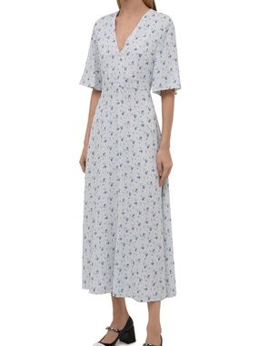 Miu Miu Blue Floral Print Maxi Dress
